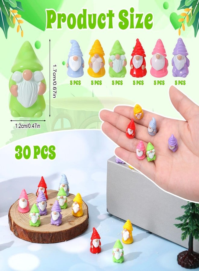 GGSTDDUP 30 Pcs Mini Resin Gnomes 6 Colors Tiny Gnomes Miniature Figurines Mini Gnome Decor Miniature Gnome Figurines for Garden Outdoor Landscape Dollhouse Patio Yard Lawn Potted Plant Decor - Image 2